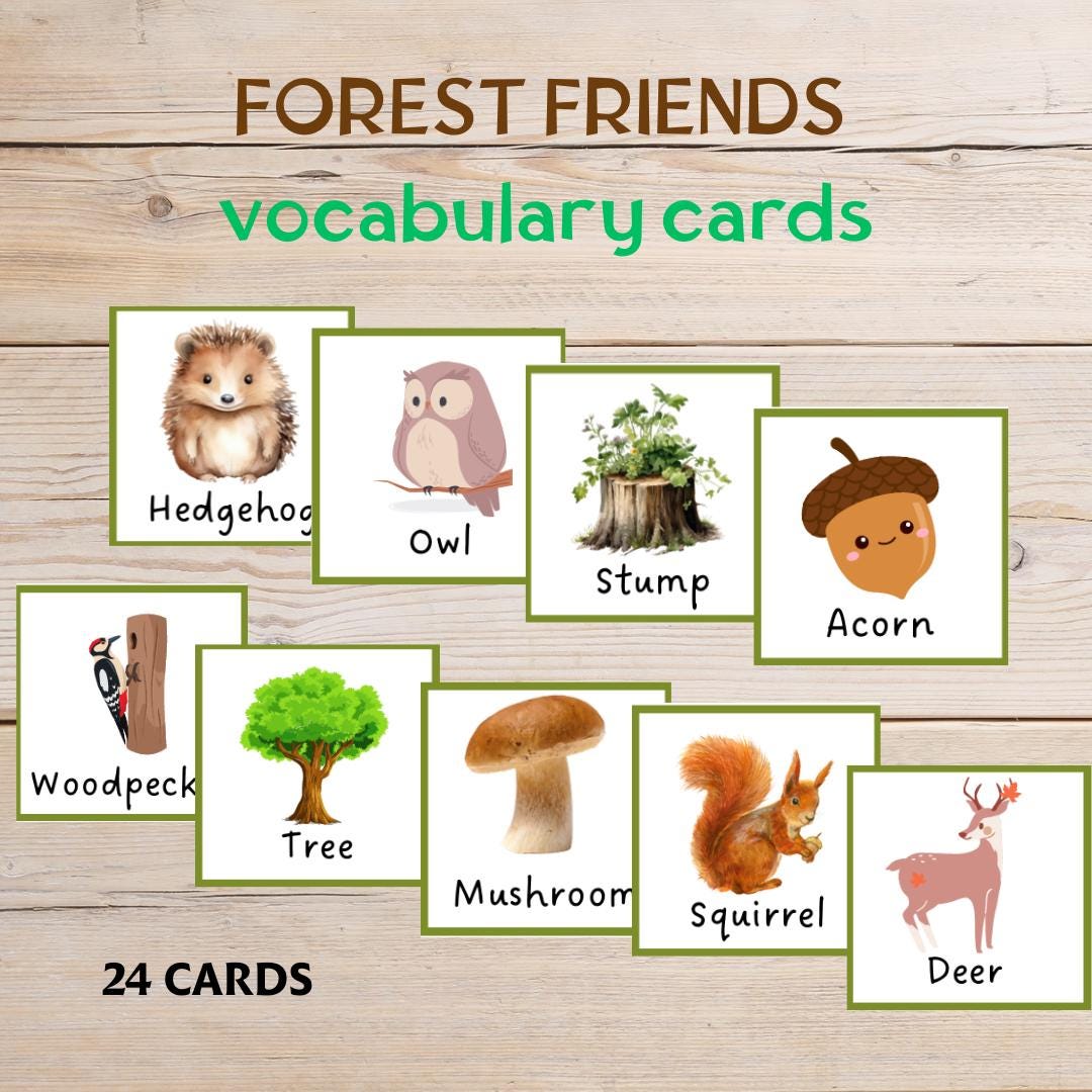 Forest Animals Flashcards | Montessori Matching Game (PDF & PNG). - Etsy