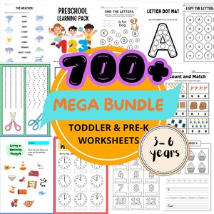 Preschool Bundle Printable Activities, Pre-k Learning Worksheets, Kindergarten Curriculum Literacy Math Fine Motor Skills, Early Education