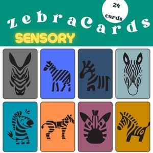 Zebras Stripes High Contrast Sensory Cards Sensory Flashcards Contrast Cards baby development visual stimulation infant stimulation Contrast