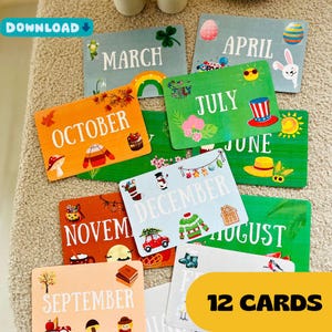 Schede didattiche sui mesi dell'anno, Schede didattiche Montessori, Schede di nomenclatura, Schede didattiche per bambini in età prescolare, Schede didattiche del calendario, Risorse per la classe, Mese