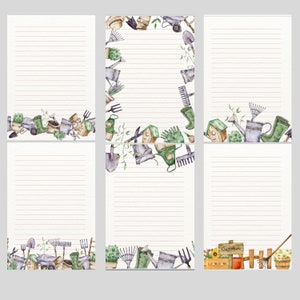 Papelería con impresiones de jardinería, juego de escritura con papel para descargar, papelería para escribir cartas imprimible, papelería inspirada en el jardín