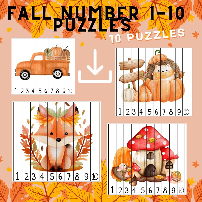 Preschool Printable Number Sequence Puzzles 1-10 Montessori Fall Math ...