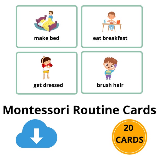 Montessori Routine Cards Daily routine flashcards Calming corner cards Routine cards for toddlers Daily routines Monrning Routine Cards