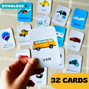 Cartes mémoire de transport Cartes mémoire de véhicule Cartes d'images pour enfants, cartes de nomenclature Cartes d'activités imprimables