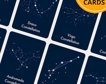 Cartes mémo sur les constellations, Cartes mémo d'astronomie, Astronomie imprimable scientifique, Étude spatiale imprimable