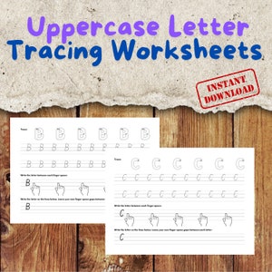 Hojas de trabajo para trazar letras mayúsculas del alfabeto Práctica de escritura a mano Libro de trabajo de escritura Montessori Recursos para profesores Práctica de alfabetización