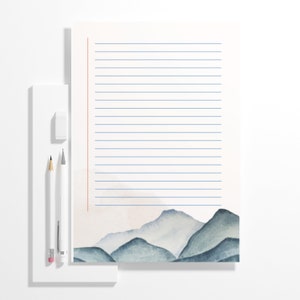 Pacote de papel para escrever aquarela Mountain Art, conjuntos de papelaria para escrever cartas, papelaria para homens, Foggy Mountain, Foggy Forest para impressão
