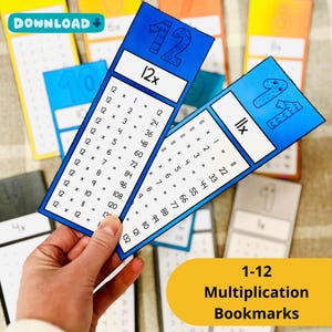 Multiplication Table Bookmarks, Math Flashcards (PDF Pattern), Timetable flash cards