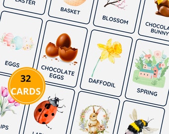 Easter Flashcards, Montessori Toddler, Preschool Visual Aids, Printable Homeschool, Classroom Learning Materials, Easter Vocabulary Cards