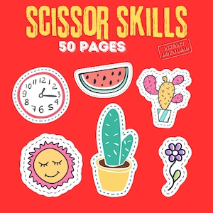 Scissor Skills Worksheets for Kindergarten, Practical Life Montessori Cutting Practice, Preschool Fine Motor Skills Printable, Teacher Aids
