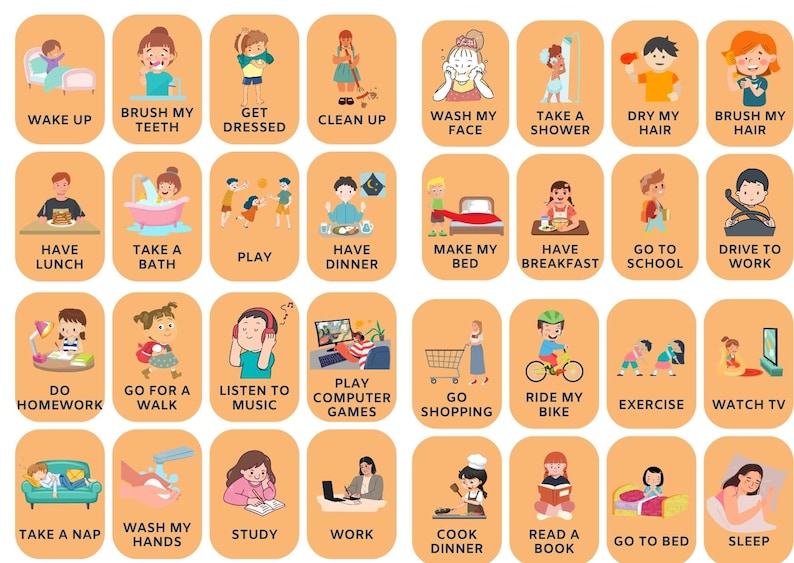 32 printable daily routines flashcards for kids montessori etsy