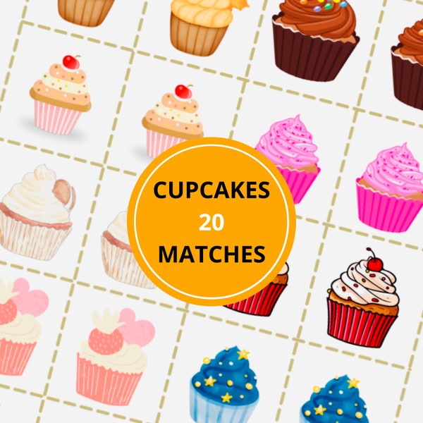 Cupcakes Printable Memory Game Pre-School Printable Game Homeschool Printable Cupcakes Activity Matching Game Early Learning Games Brain