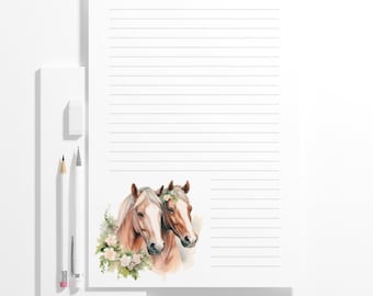 Equestrian Horses Stationery, Lined & Unlined Writing Paper (PDF)