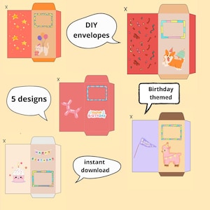 Sobre de dinero para cumpleaños (plantilla imprimible de 5 diseños), regalo de cumpleaños, idea de regalo, sobre de dinero DIY, regalos de cumpleaños Montessori DIY