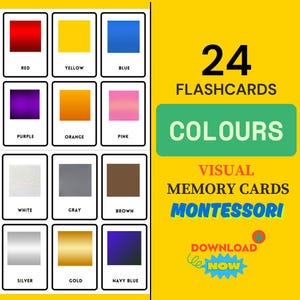 Cartes-éclair couleur, Matériel Montessori pour l'enseignement à domicile, Cartes-éclair pour tout-petit, Cartes préscolaire, Matériel Montessori, Cartes éducatives imprimables