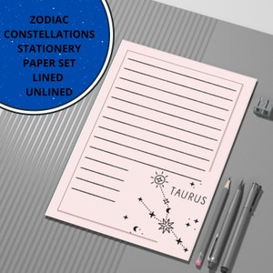 Papeterie Constellations à imprimer, Papeterie du zodiaque, Papeterie céleste, Bloc-notes à lettres, Lot de papier à lettres constellation d'étoiles