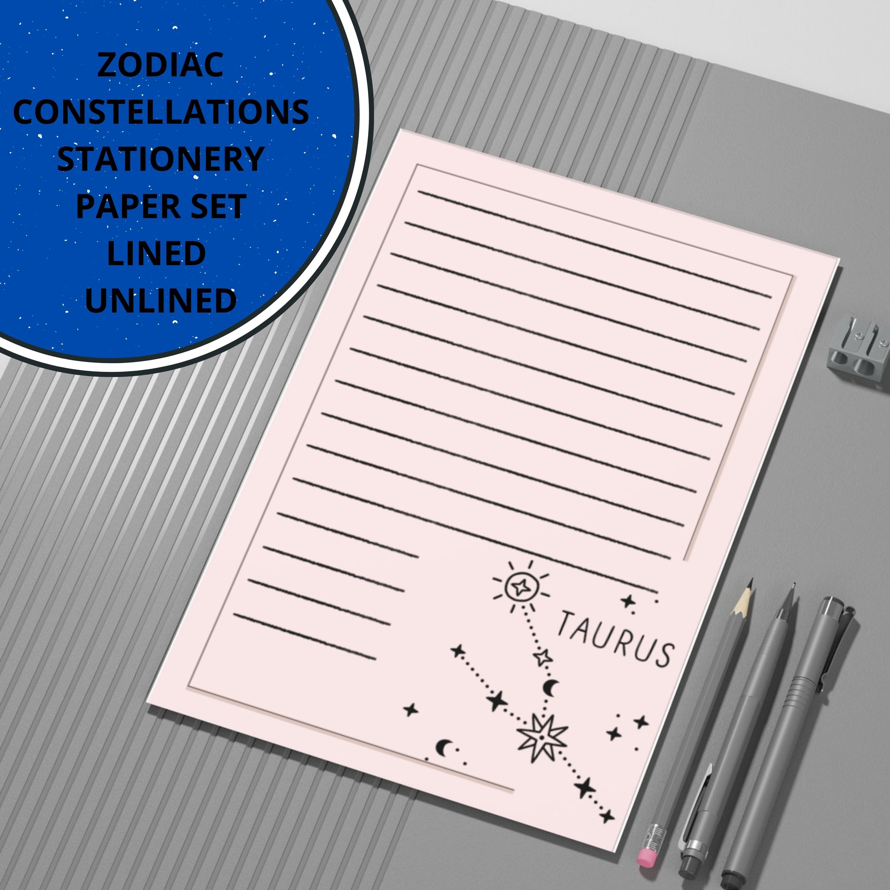 Constellations Stationery Printable, Zodiac Stationary, Celestial ...