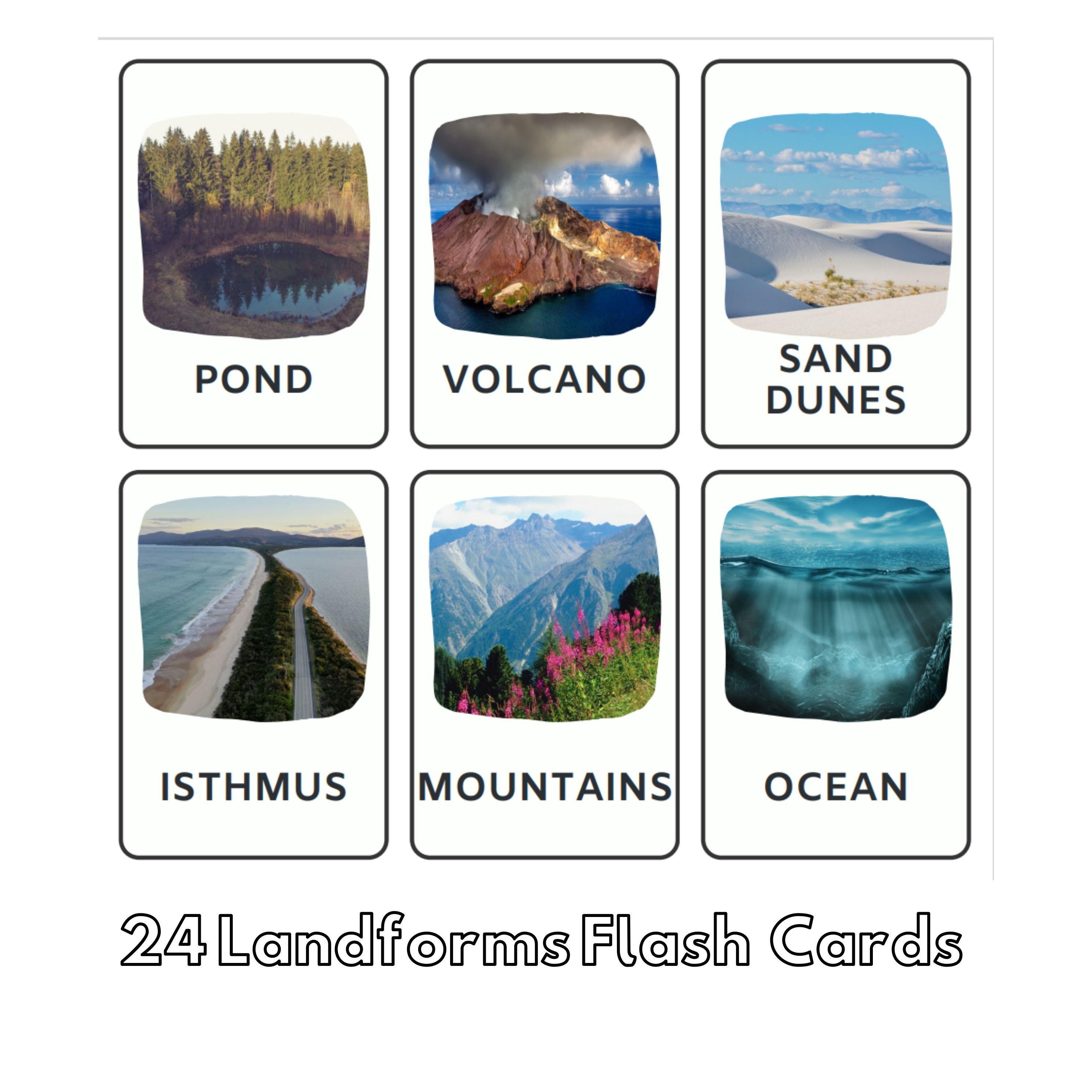Landforms Flashcards Montessori, Geography Materials (digital Download ...