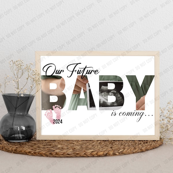 "BABY IS COMING" poster to personalize - A4 - for birthday, gift idea, birth, digital file or photo paper print