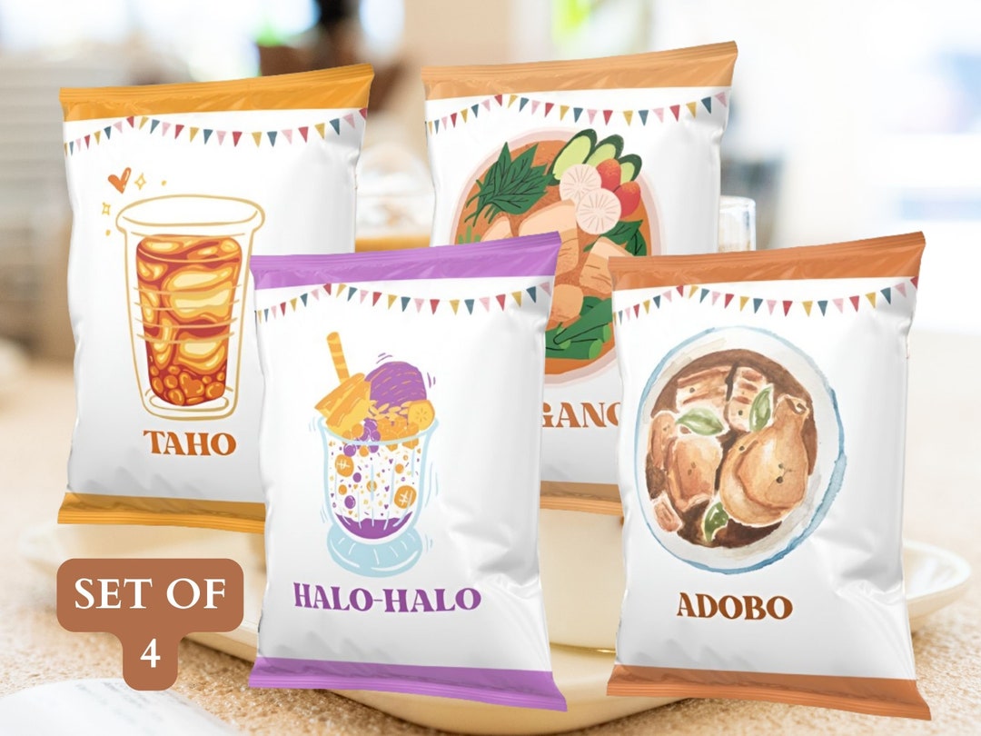 Filipino Chip Bag Template Instant Download Filipino Food Adobo Halohalo Sinigang Taho Filipino