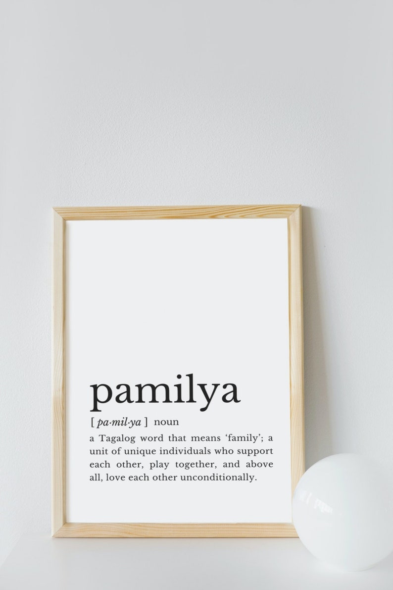 PAMILYA Filipino Definition Art Print Filipino Word Art Philippines