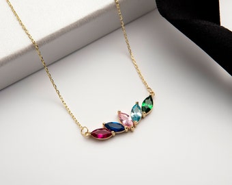 Collar de piedra de nacimiento familiar, regalo del día de la madre, regalo de Navidad, collar de piedra de nacimiento para mamá, collar de piedra de nacimiento de la madre