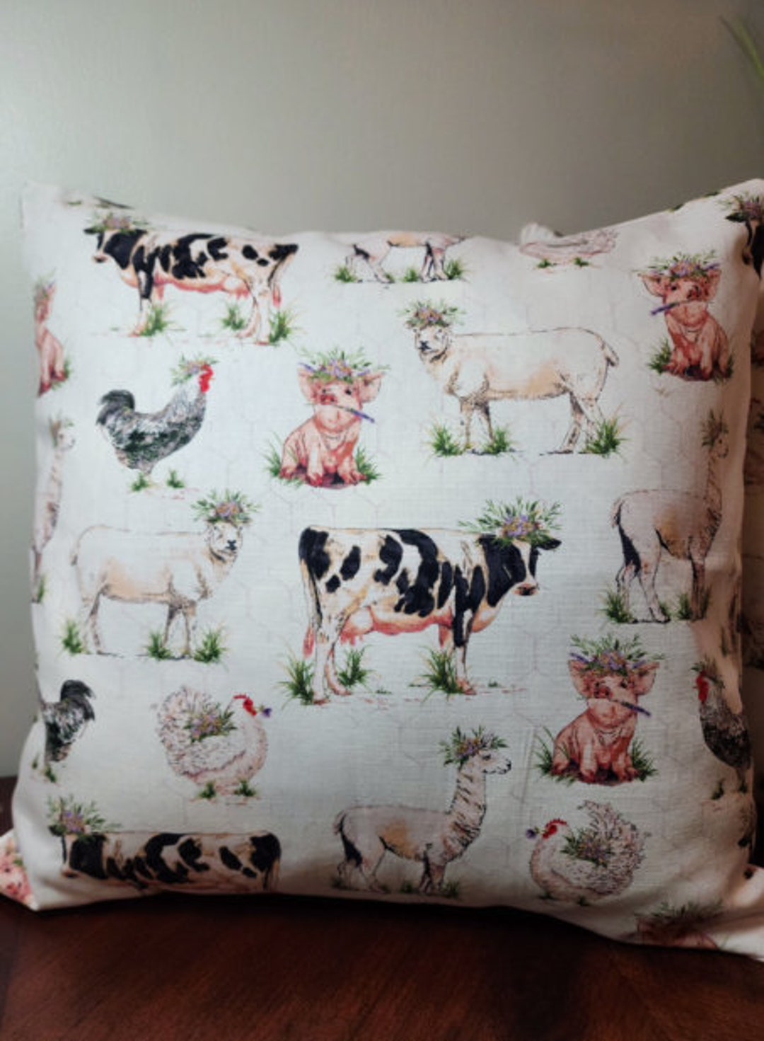 Farm Animals Pillow Cover / Envelope Closure/ 100 Cotton Etsy