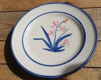 Hand painted stoneware plates with chrysanthemums and orchids
