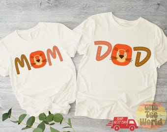 Camiseta de DOS leones para el segundo cumpleaños, camisetas de mamá y papá leones a juego, camisetas de cumpleaños familiares, atuendo para el primer cumpleaños del pequeño león 56