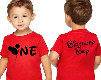 Mickey Ballon One birthday shirt, Front and Back 1st birthday shirt, Disney mickey ONE birthday Tee, Mickey Mouse 1st Birthday outfit 50