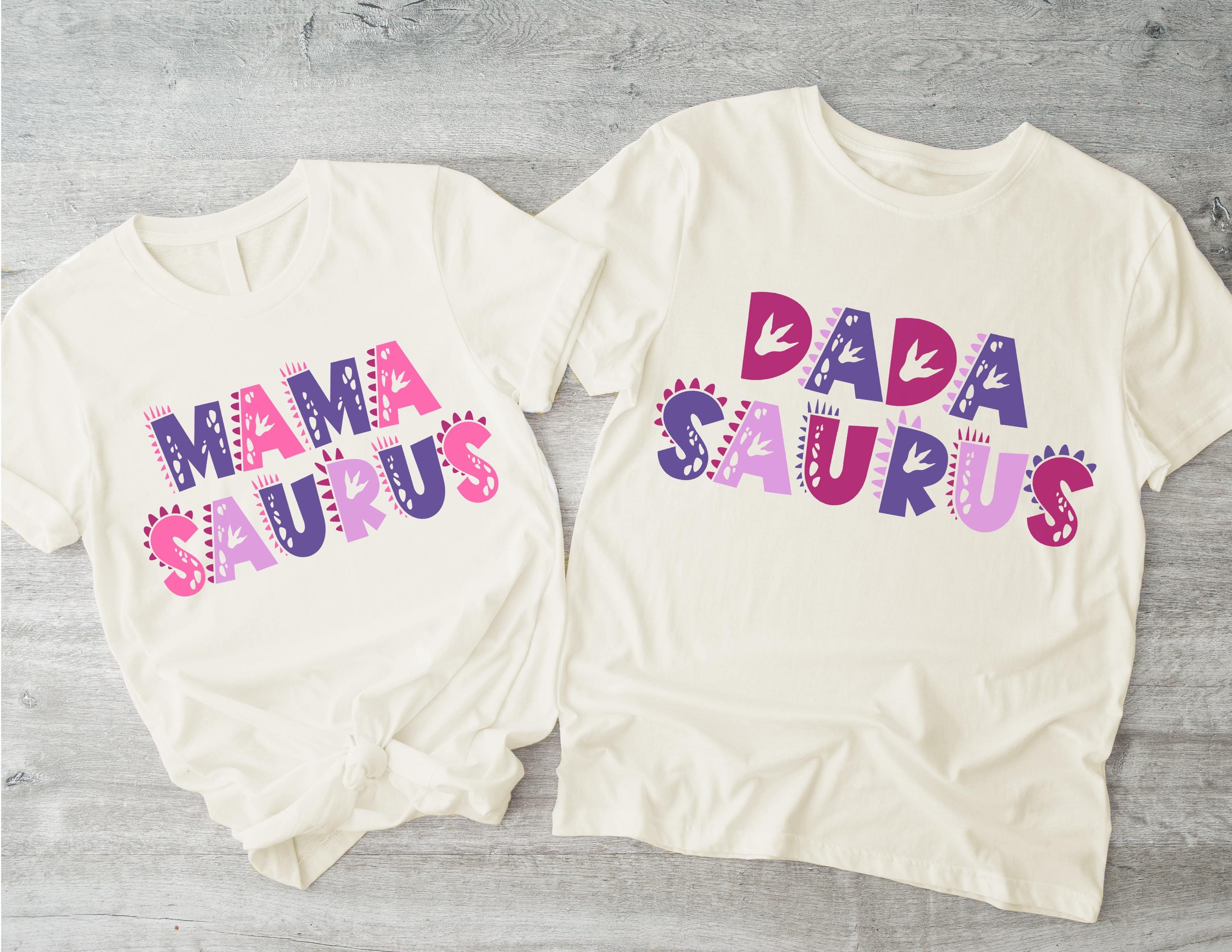 Pink MamaSaurus/DadaSaurus Tees, Matching Family Dinosaur Birthday shirts, Girl Dino Tee, Mom/Dad Dino Tees, Mommy and Me Family Tees 26