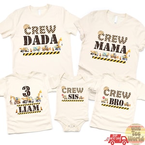 Custom Construction Crew Family Birthday Shirts, Personalized Name/Age Excavator Birthday Boy Matching Shirts, Digging being Four tee 118