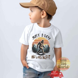 Boy who loves Bigfoot Shirt, Sasquatch toddler/youth natural retro shirt 4