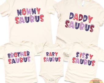 Pink MamaSaurus/DadaSaurus Tees, Matching Family Dinosaur Birthday shirts, Girl Dino Tee, Mom/Dad Dino Tees, Mommy and Me Family Tees 26