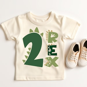 2 Rex Birthday Shirt, 2nd Dinosaur Birthday Tee, Dino Birthday Boy outfit, Turning Two Dinosaurs Them Matching Family Birthday Tees 2