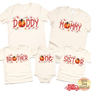 Ladybug Birthday Outfit, 1st Birthday Matching Family Ladybug Tees, Mommy and Me ladybug Shirt, Cute Bug Theme Birthday Girl outfit 119