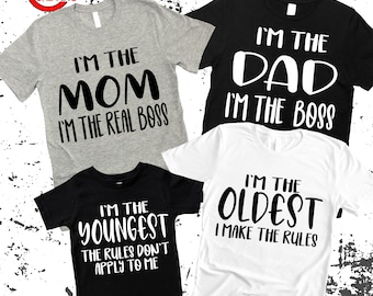 I&#39;m The Oldest, Middle, Youngest Shirt, The Rules Family Matching Shirt, Siblings Set, Toddler Tee, Matching Family shirts, Family Reunion 4