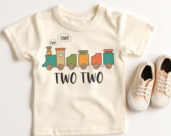 Choo Choo Two Two Birthday Shirt, Train Birthday, 2nd Birthday Shirt, Choo Choo I&#39;m 2 Tee, Train Theme Birthday Party, Birthday boy outfit14