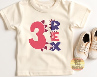 PINK Three Rex Birthday Shirt, 3rd Dinosaur Birthday Tee, Dino Birthday Girl outfit, Three Rex Shirt, Dinosaurs Them Birthday Party outfit39