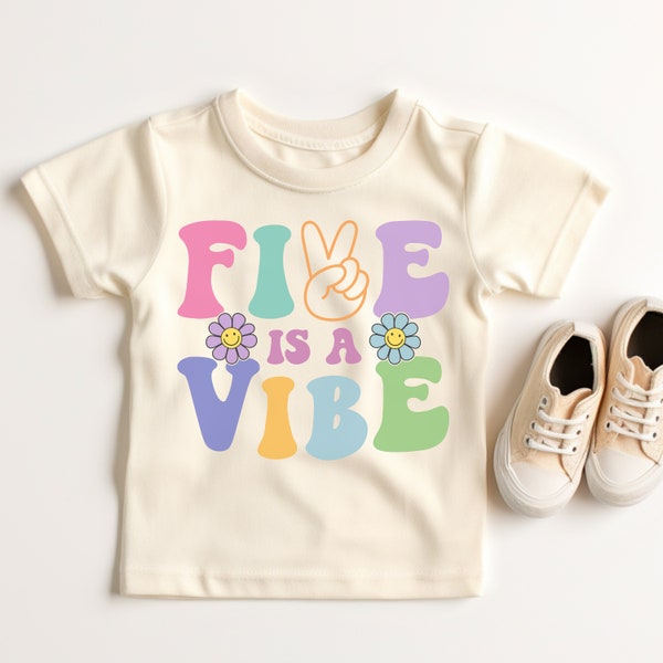 Five is a Vibe Birthday shirt, 5th Birthday Girl shirt, 5th Birthday outfit, Retro Groovy fifth Birthday shirt,  Groovy 5TH Birthday party 6
