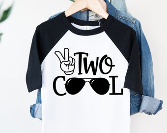 Two Cool Birthday Boy Shirt, Boy 2nd Birthday, Cool Kid Birthday Shirt, Toddler second Birthday, Aviator Glasses Cool Birthday Boy Outfit 10