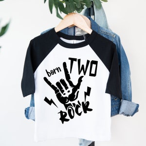 Born Two Rock Birthday kids Tee, 2nd Birthday outfit, Rock 2nd birthday party, Rock n roll birthday theme party, born two rock tee22