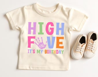 Hi 5 Five Birthday shirt, 5th birthday girl shirt, 5th birthday outfit, 5 hand fifth birthday shirt, Birthday girl 5th birthday party 99