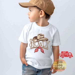 Kids Rodeo T-shirt, Howdy toddler, youth shirts, Wild West Cowboy/ Cowgirl outfit, Western Rodeo boots Shirt, Boho Western Shirt 35