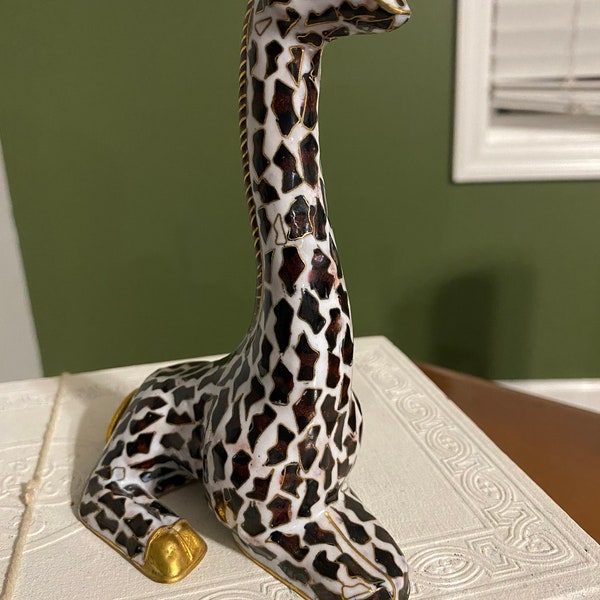 Cloisonné Giraffe, Vintage Copper and Glass Giraffe Figurine, Vintage Cloisonné Figurine, Glass Giraffe, Copper Giraffe, Vintage Giraffe