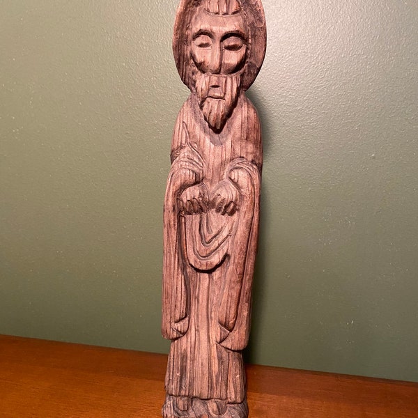 Monastic Abbey Monk, Carved Monk, Medieval Decor, Vintage Carving, Religious Carving, Monk Statue, Religous Statuary, Wooden Friar, Figurine