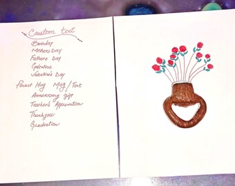 Flower Bouquet Clay Card, Handmade Custom Invitations