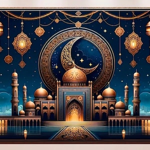Ramadan decor, Eid decorations  back drop banner for Ramadan decoration ,Eid decor,Arabic decor ,Eid decoration home decor Masjid home decor
