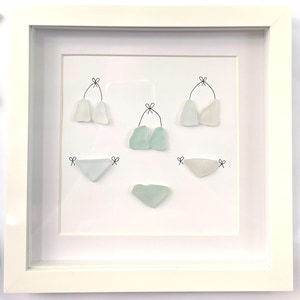 Sea Glass Bikini wall Art |  handmade beach coastal picture with hanging swimsuits in white 8x8 frame Australia