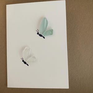 Vlinderkaart kunst zeeglas | Handgemaakt van echt authentiek Sydney-zeeglas Australische verjaardagskaart cadeau vlinders kunstwerk